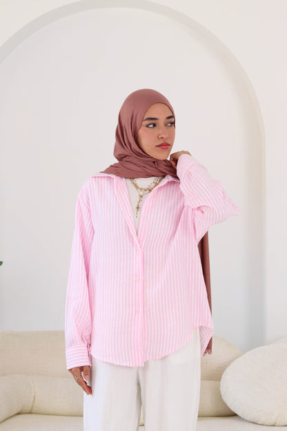 Pink Stripped Linen Shirt