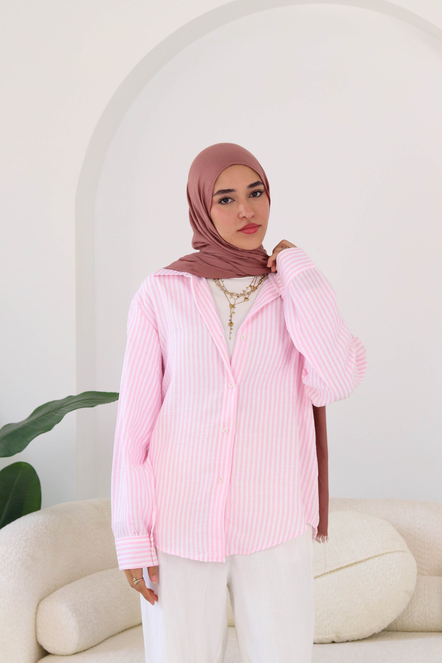 Pink Stripped Linen Shirt