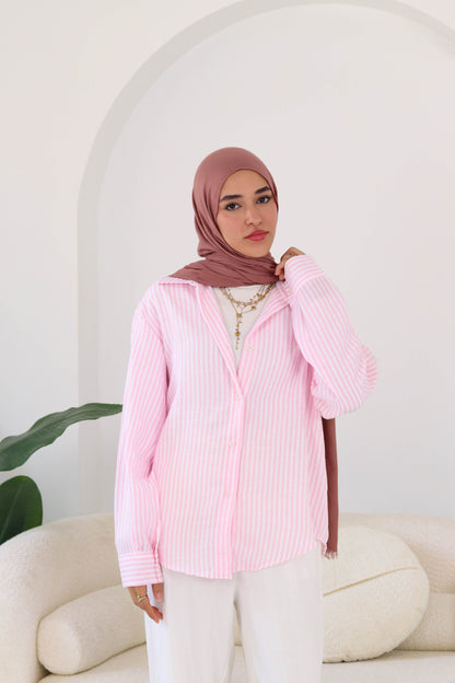 Pink Stripped Linen Shirt