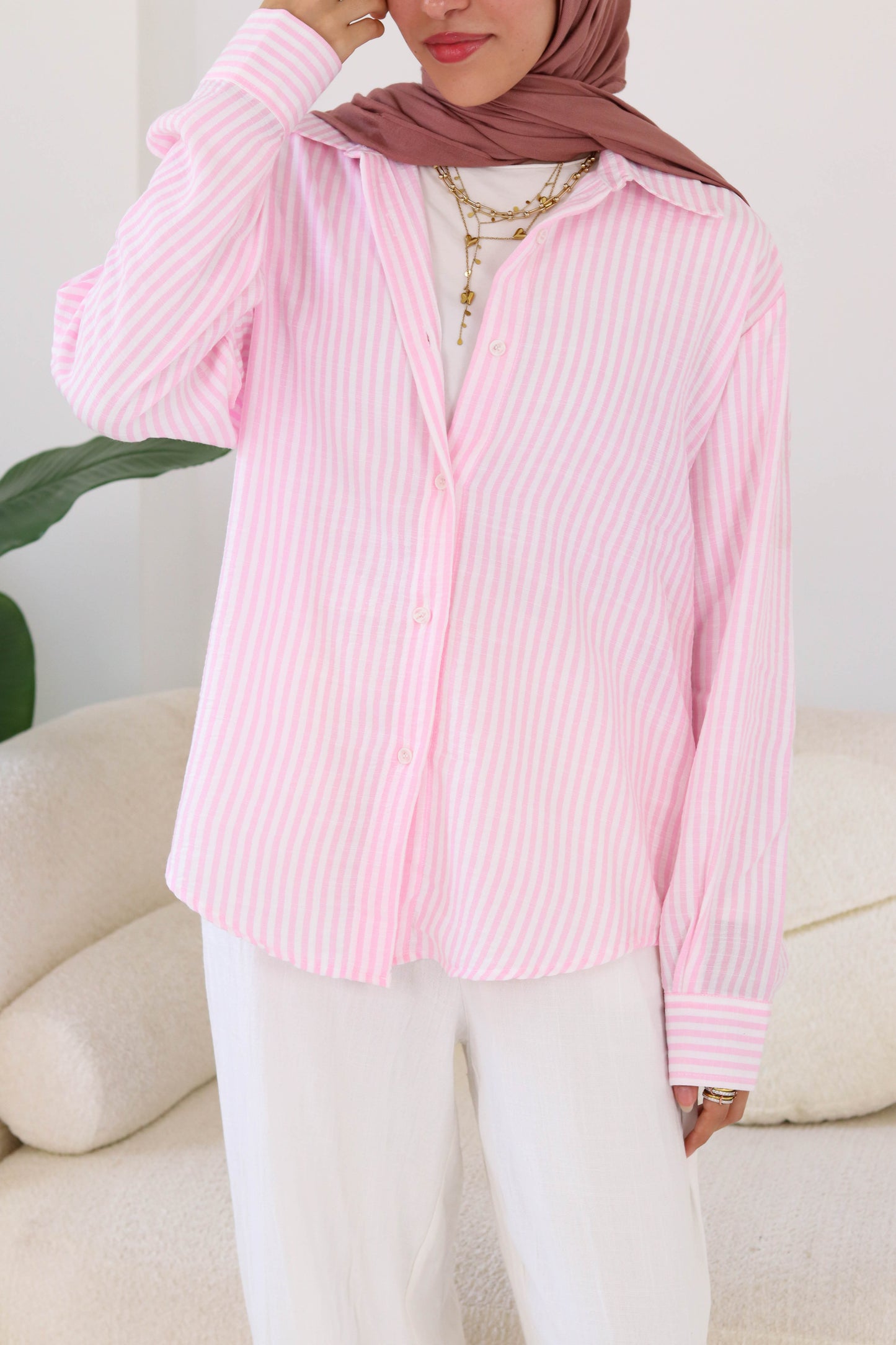 Pink Stripped Linen Shirt