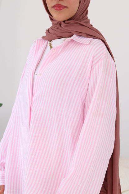 Pink Stripped Linen Shirt
