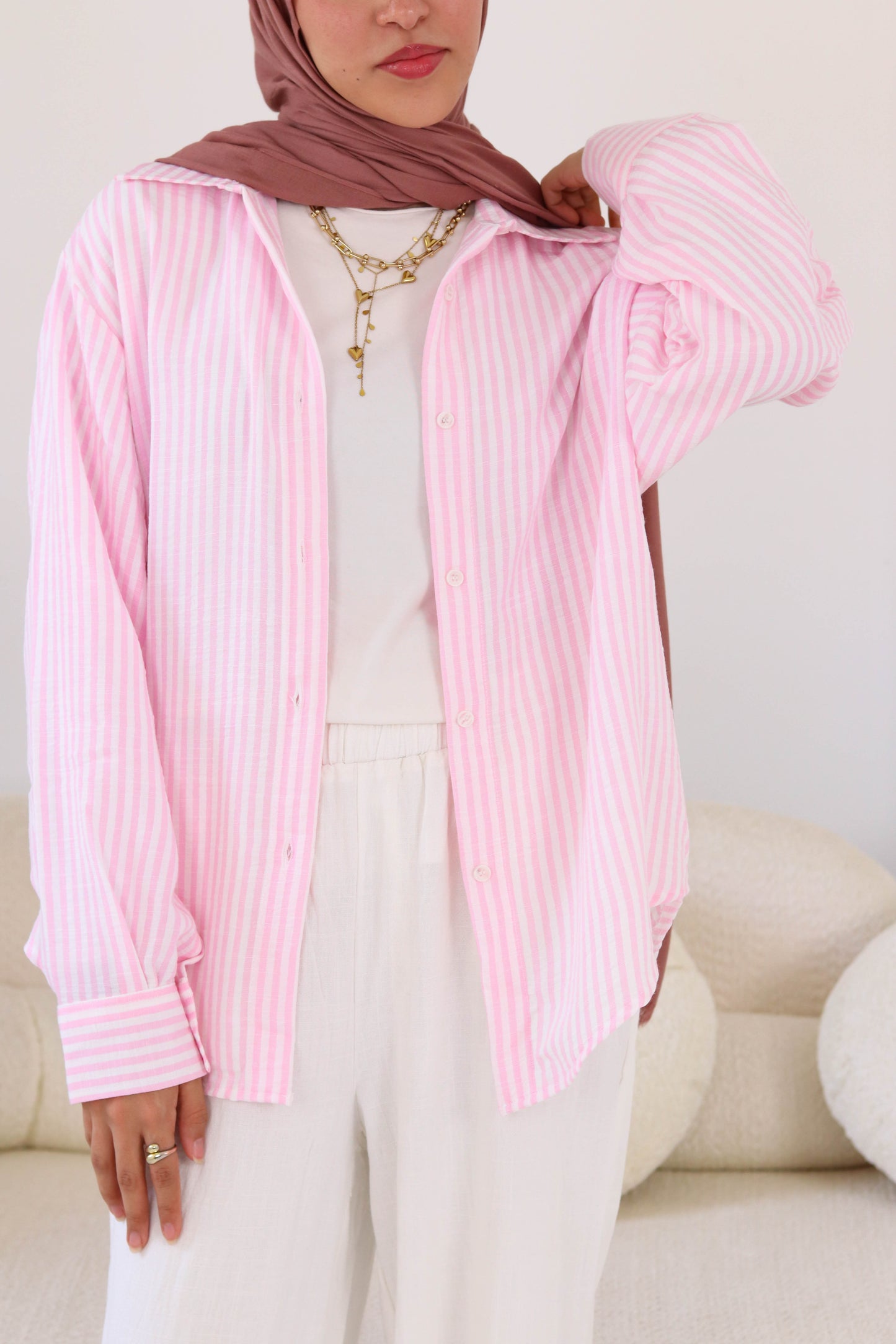 Pink Stripped Linen Shirt