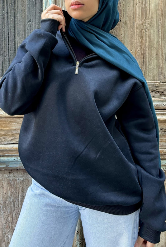 Black Quarter-zip Sweatshirt