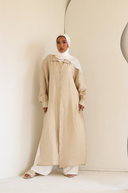 Sand Long Shimmery Shirt