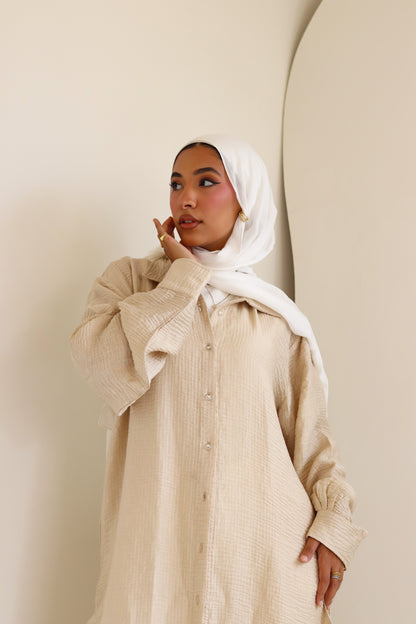Sand Long Shimmery Shirt