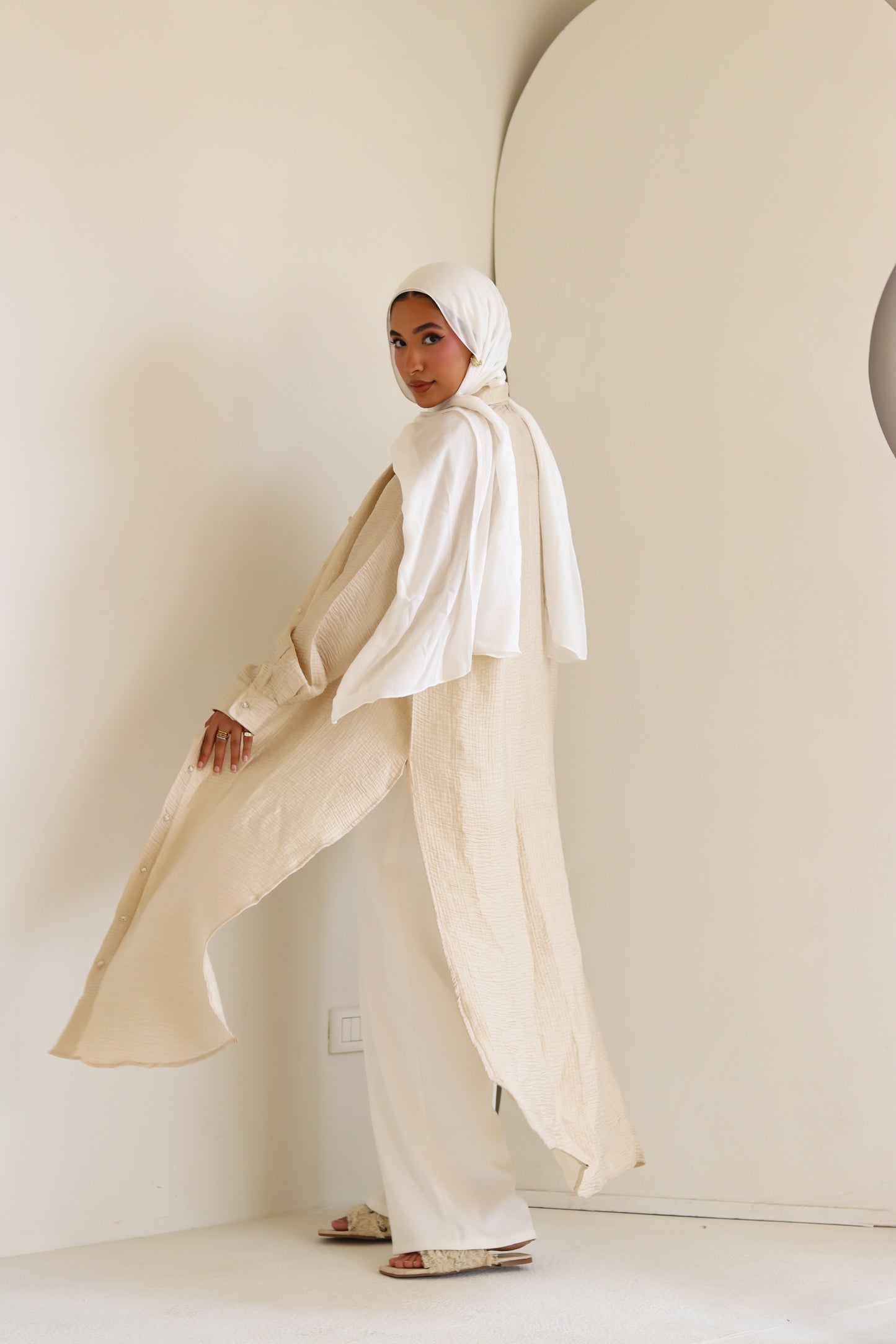 Sand Long Shimmery Shirt