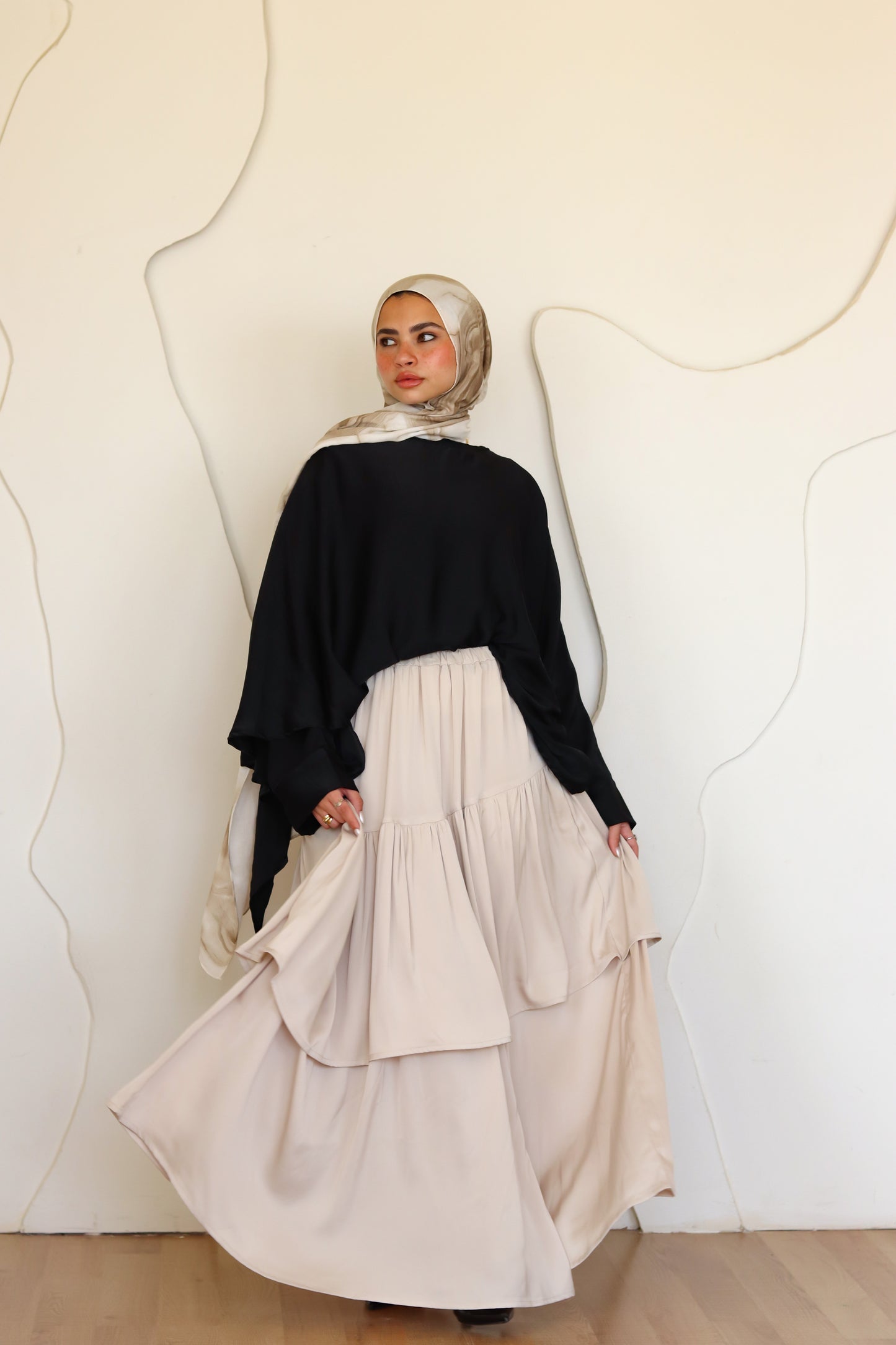 Champagne Satin Skirt