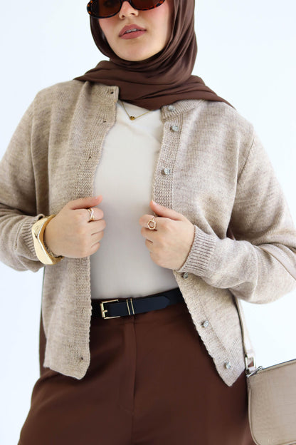 Camel Knitted Cardigan