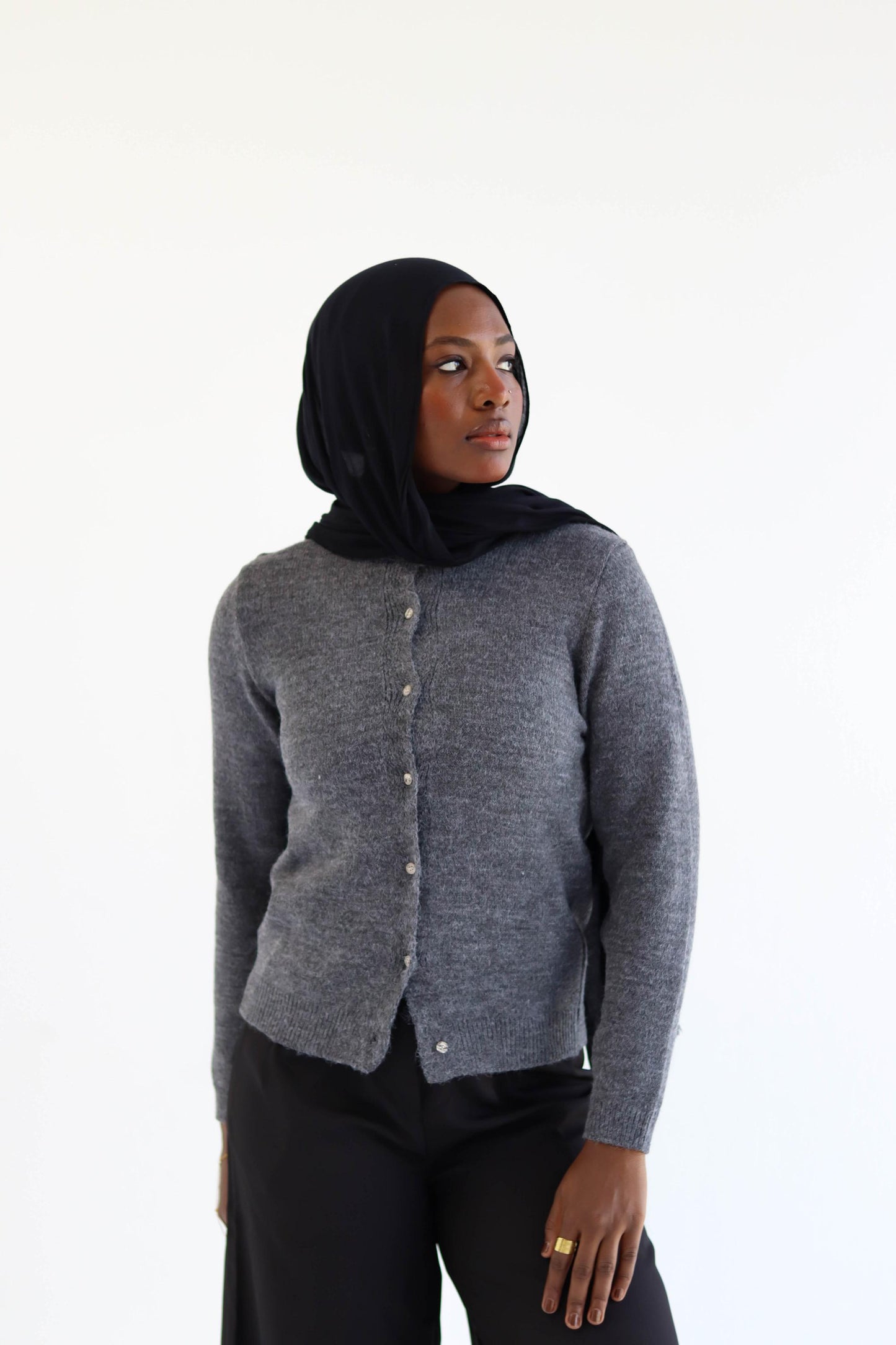 Grey Knitted Cardigan