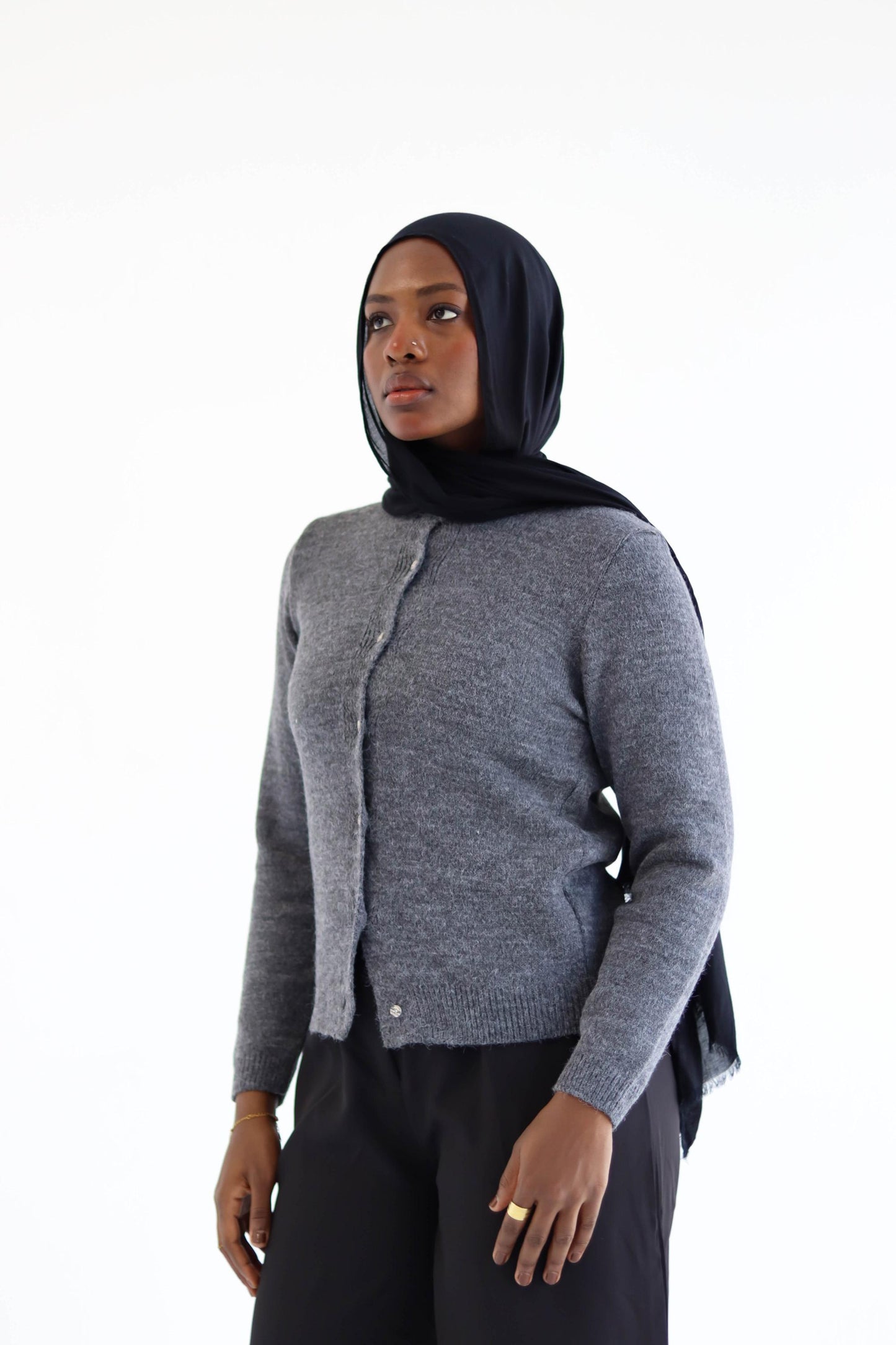 Grey Knitted Cardigan