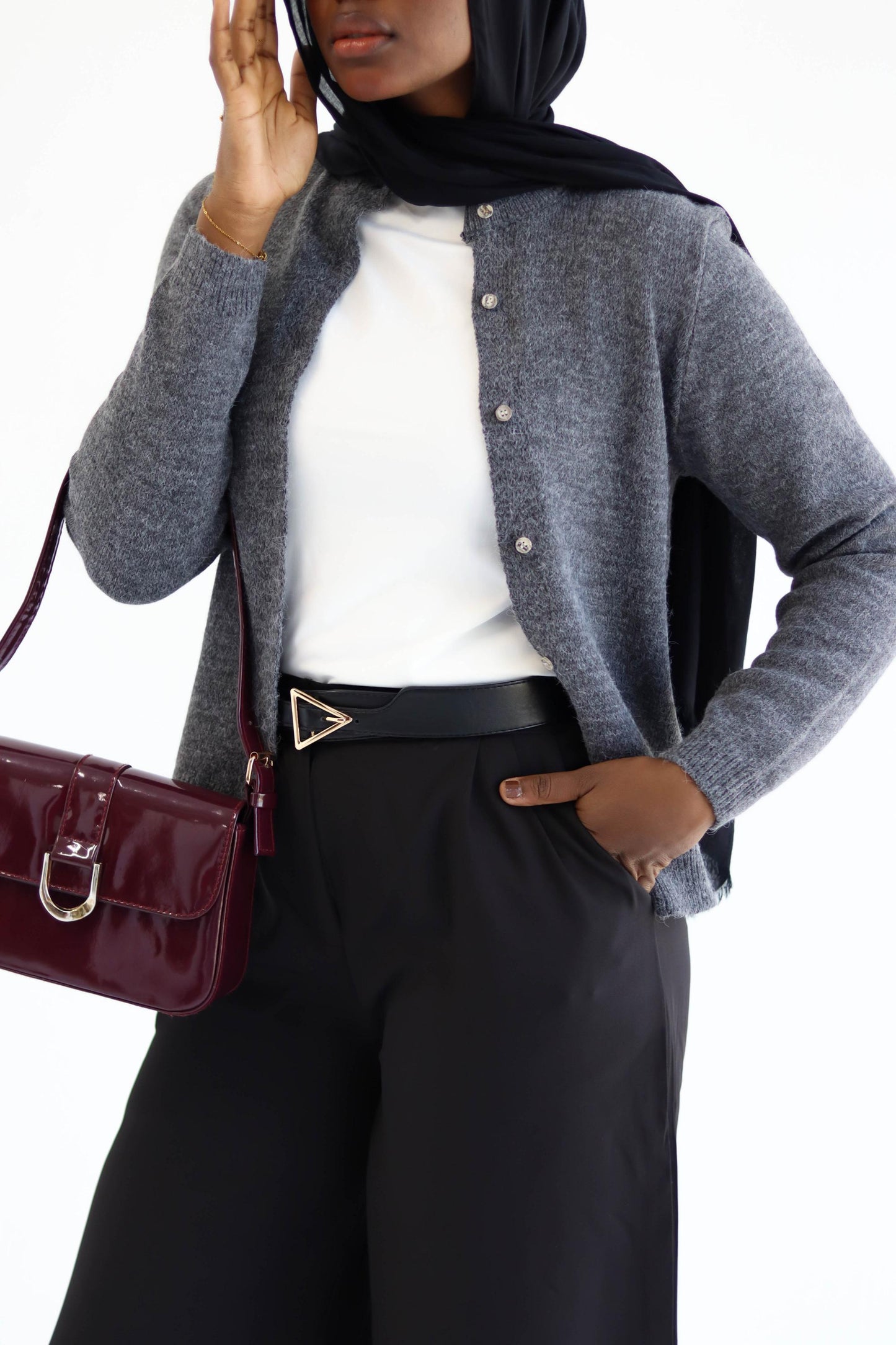 Grey Knitted Cardigan