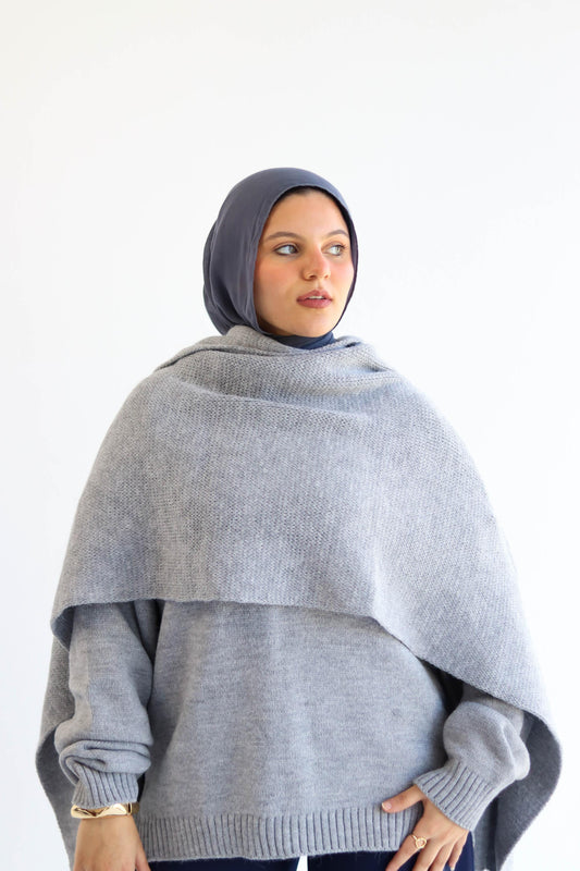 Grey Knitted Shawl