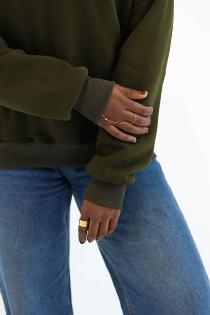 Olive Quarter-zip Sweatshirt