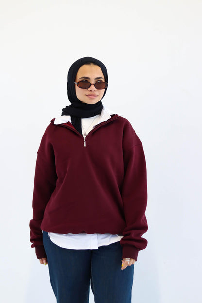 Burgundy Quarter-zip Sweatshirt