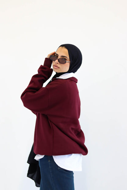 Burgundy Quarter-zip Sweatshirt