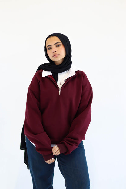 Burgundy Quarter-zip Sweatshirt