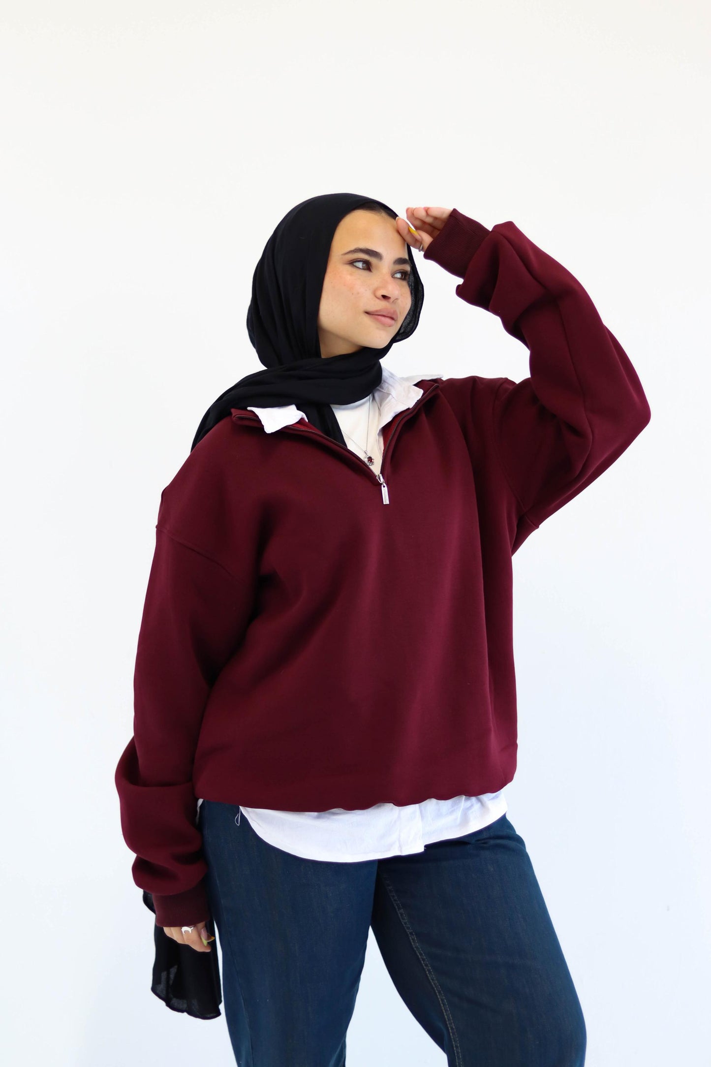 Burgundy Quarter-zip Sweatshirt