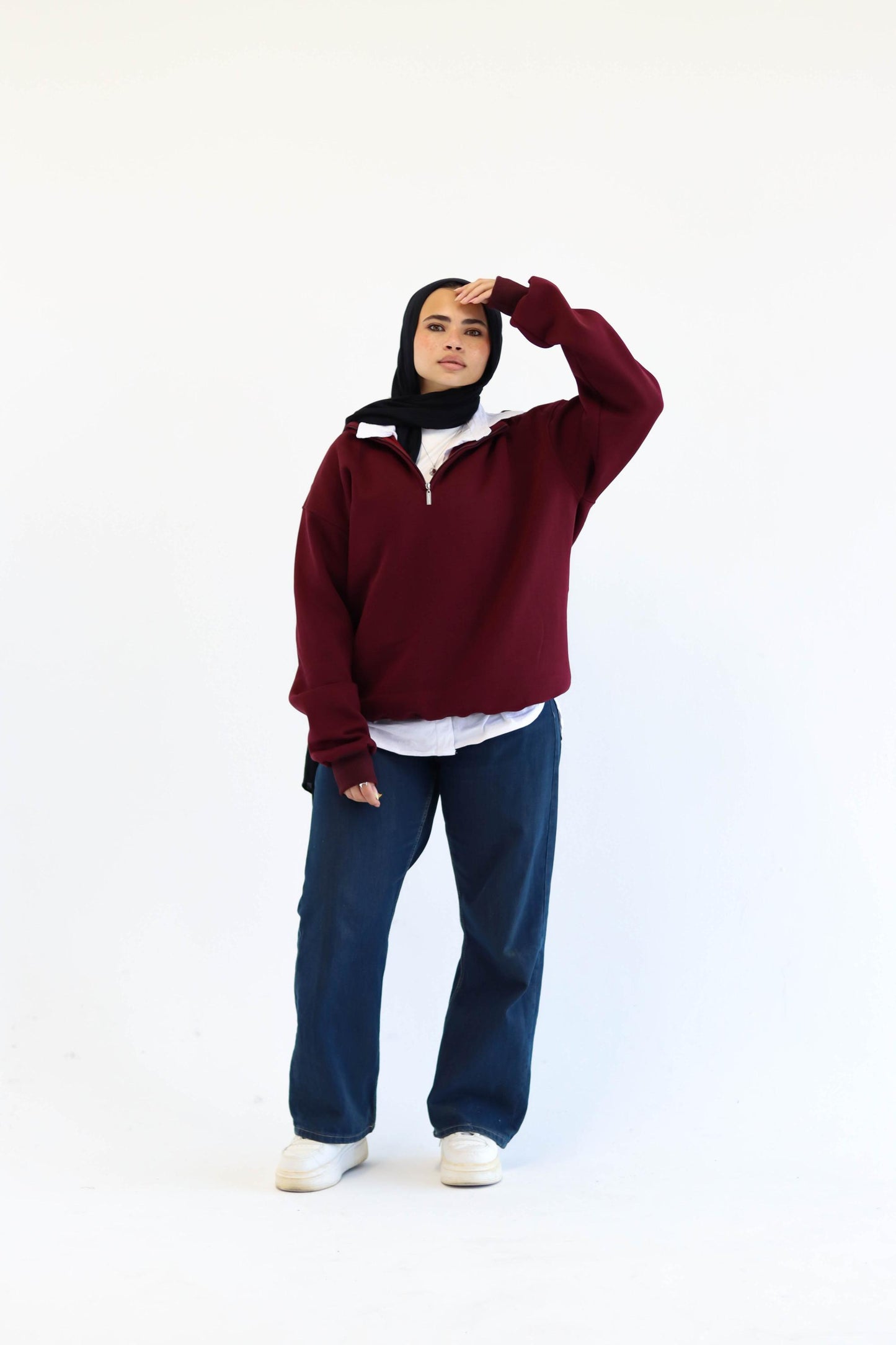 Burgundy Quarter-zip Sweatshirt