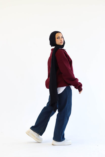 Burgundy Quarter-zip Sweatshirt