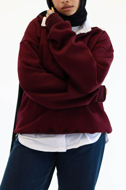 Burgundy Quarter-zip Sweatshirt